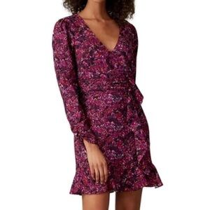 Parker Purple Floral Vneck Allison Flounce Dress Size 0